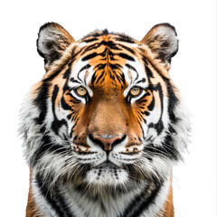 Naklejka premium Majestic tiger with striking features gazes directly at the viewer