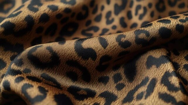 A piece of clothing with a leopard print design. The print is brown and black. The fabric is soft and fuzzy