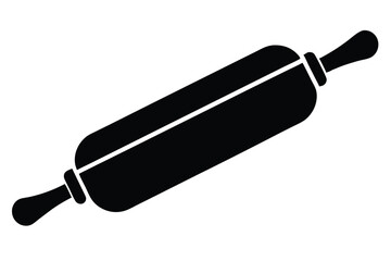 Black Rolling Pin Silhouette for Baking and Pastry, Flat Icon Style Design
