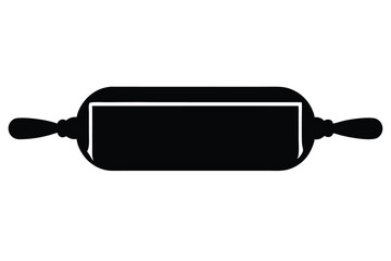 Black Silhouette of a Rolling Pin with Handles for Dough and Baking