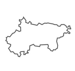 Pratapgarh District Vector Map with Bold Black Outline, Uttar Pradesh, india