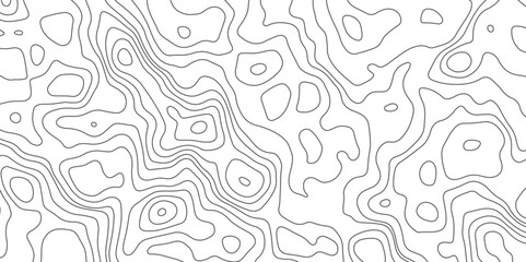 Fototapeta premium Abstract topographic map contour, white background and black wave lines pattern texture. geographic contour map grid backdrop paper texture. terrain path isolated on a background.