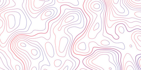 Abstract topographic map contour, white background and colorful wave lines pattern texture. geographic contour map grid backdrop paper texture. terrain path isolated on a background.