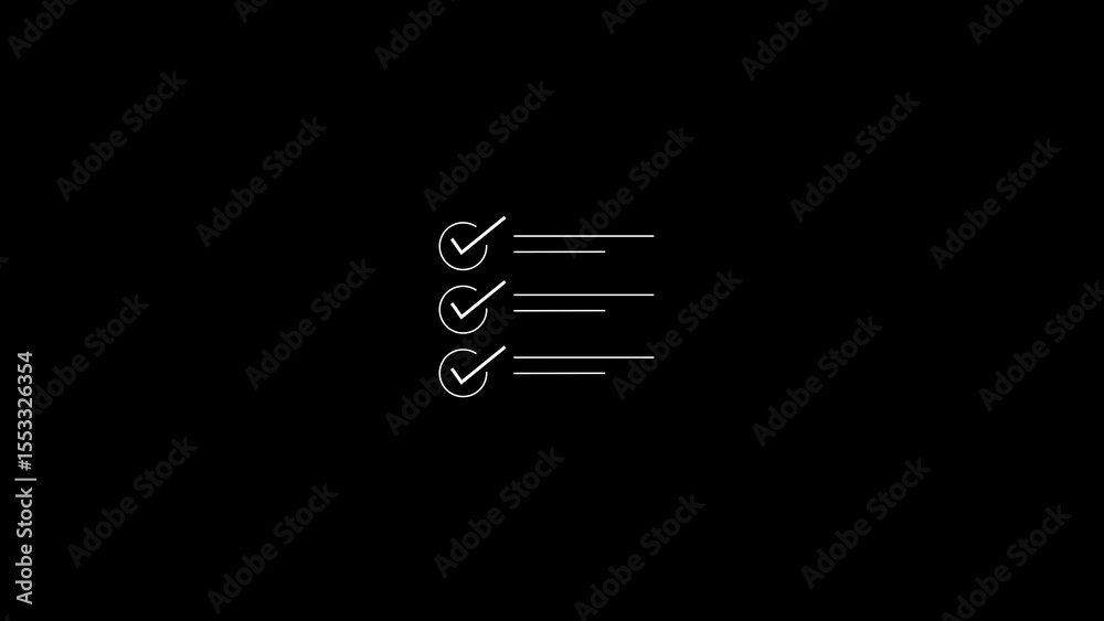 Poster minimalist checklist design featuring three checked items on a dark background suitable for concept 