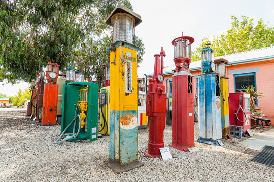 A collection of petrol bowsers