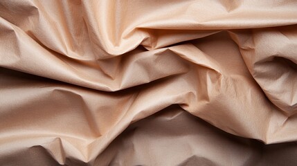 An artistic close-up showcasing the wrinkled texture of soft peach-colored fabric, evoking feelings of warmth and comfort, perfect for textile or fashion-related themes.