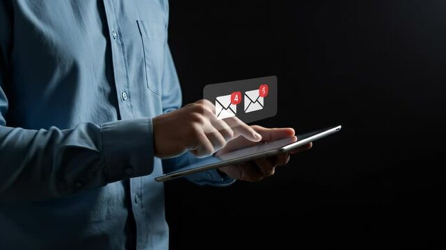  Checking Email on Tablet: New Message Notification, Inbox Management, Business Communication
