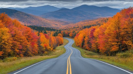 Scenic road through mountain foliage landscape beautiful autumn drive nature adventure picturesque view