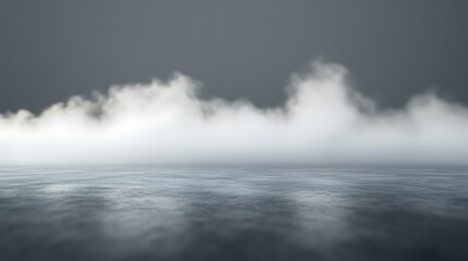 Obraz premium eerie grey fog rolling over flat surface with depth and gradient highlights