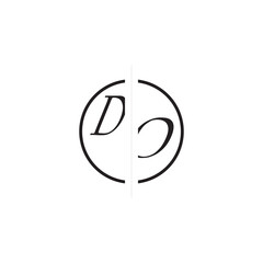 Initial Alphabet Design DO Monogram Simple Logo Unique Vector Circled Alphabet