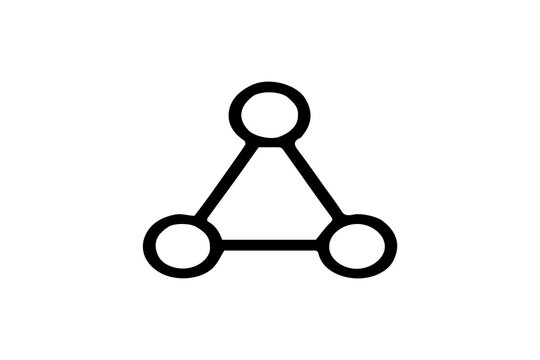 The image shows a simple black outline icon representing a network or connection. It consists of three circles (nodes) connected by three lines (edges), forming a triangular shape