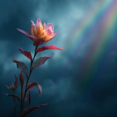 Radiant Bloom against Dark Sky Stunning Floral Beauty Shines with Ethereal Light Creates Mysterious Backdrop