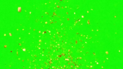 Gold confetti falling green screen celebration party event festive anniversary background effect overlay clip 4k - Powered by Adobe