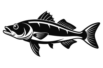 Detailed Black and White Vector Illustration of a Fish Side View Art Design