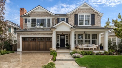 Charming Craftsman-style home with inviting porch and lush landscaping