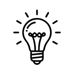 Lightbulb icon in black line style symbolizing idea