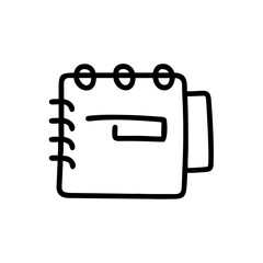 Spiral notebook icon in hand-drawn black line style