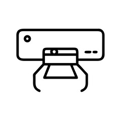Printer icon in black line style on white background