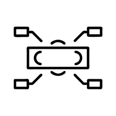 Drone icon in black line style on white background