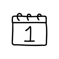 Calendar icon with number one in black line style