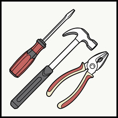Vintage repair workshop icon set
