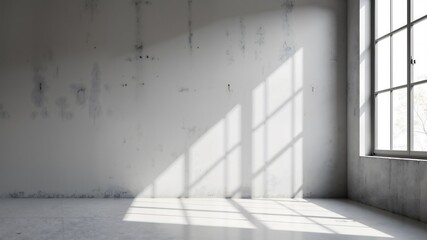Obraz premium Minimal background of grey textured concrete wall with window shadow for product or text display 