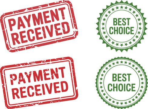 Payment received stamp best choice seal vector graphic design element set