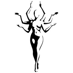 Multi-armed Woman Statue Illustration Vector
