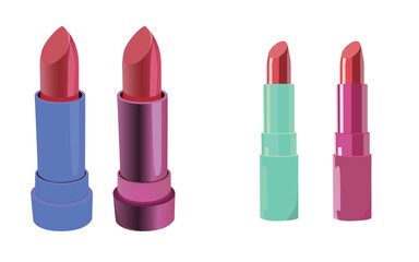 Two red lipstick illustration designs