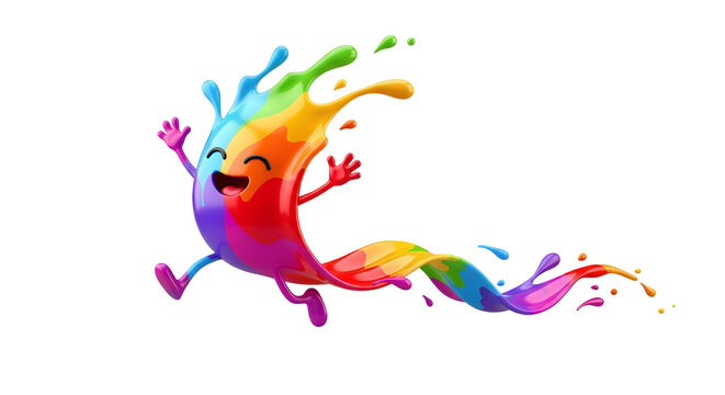 Naklejki Joyful Rainbow Paint Splash Character