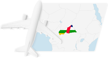 Airplane over Central African Republic Map