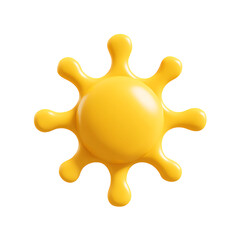 3D sun icon, yellow in color, transparent background, cute style.