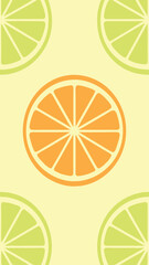 Colorful fresh citrus fruit slices design with orange and lime elements in pattern