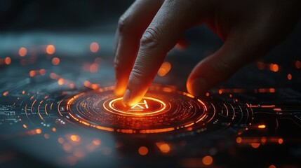Touch Interaction on Futuristic Digital Interface with Glow Effect