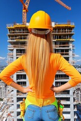 Woman Construction Worker at a Building Site