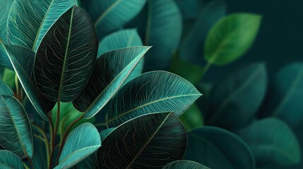 Obraz premium Lush teal leaves in close-up