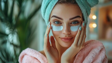 Young Woman Applying Skincare Mask While Relaxing at Home Spa