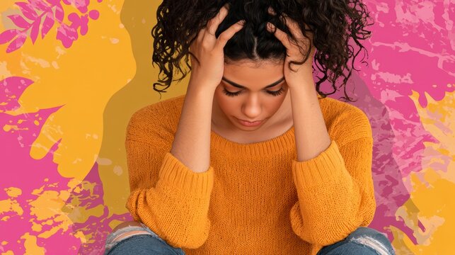 Woman Experiencing Stress, Anxiety, or Mental Health Challenges - Powered by Adobe