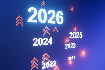 2026 business concept with keywords: planning, opportunity, challenge, and strategy. New goals and visions for the coming year