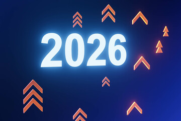 2026 business concept with keywords: planning, opportunity, challenge, and strategy. New goals and visions for the coming year