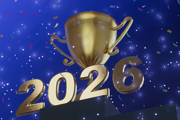A gold cup with the number 2026 on it