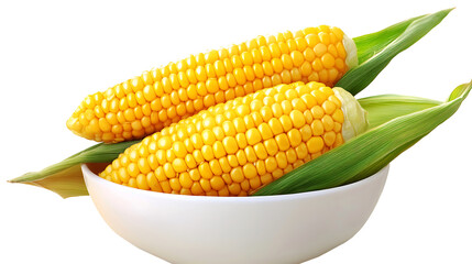 Fresh yellow corn on the cob, a healthy vegetable food,  Isolated on white background, clipping path included, transparent png.