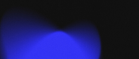 Violet blue glow on black, abstract neon light grainy noise texture background design for banner poster or cover