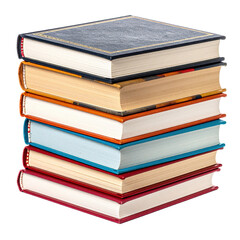 Colorful Stack Of Storybooks Isolated Against A Transparent Background Featuring Various Colors And Textures Perfect For Education And Reading