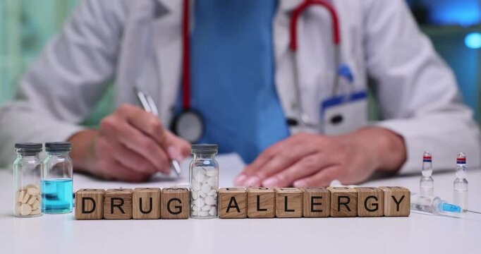 A healthcare professional diligently notes important drug allergy details while surrounded by various medications