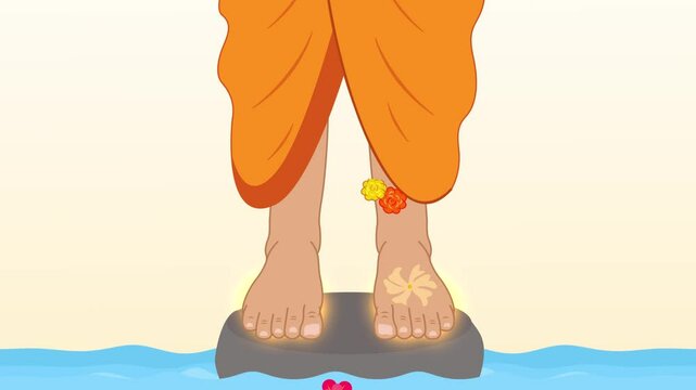 touching guru&rsquo;s feet for blessings guru purnima hindu festival animation