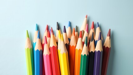 Fototapeta premium Colored pencils in a pencil case on transparent background. School stationery supplies 