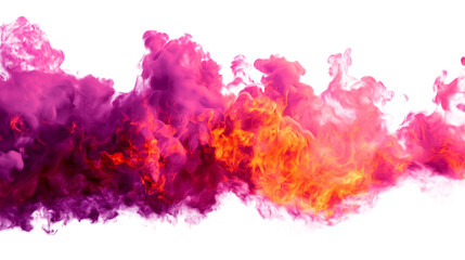 Fototapeta premium Vibrant and dynamic abstract smoke art in shades of pink and orange isolated on white background