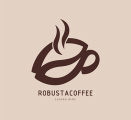 Robusta Coffee Logo &ndash; Modern Coffee Bean Cup Icon for Caf&eacute; and Roastery Brands
