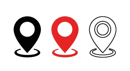 Red Location Pin Icon Variations